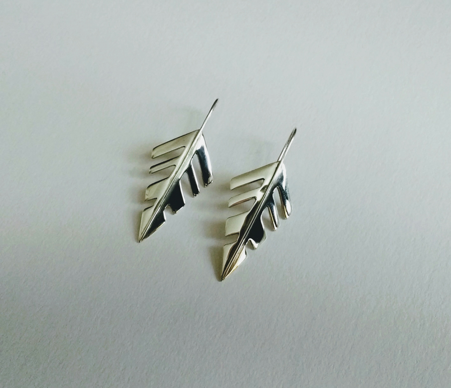 Sterling Silver Arrow Leaf Earrings