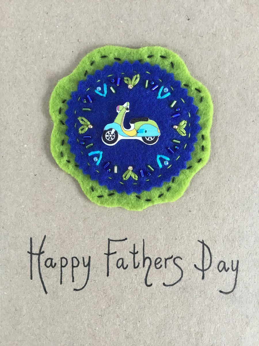 Embroidered Scooter Fathers Day Card