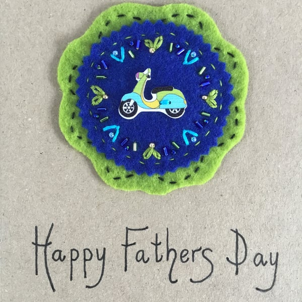 Embroidered Scooter Fathers Day Card