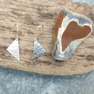 Textured triangular sterling silver earrings