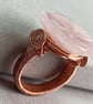 Rose Quartz Flower Copper Wire Wrap Cocktail Ring, Various Sizes - Image 6
