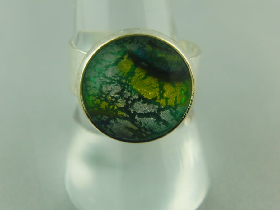 Green Dragons Eye Cabochon Ladies Adjustable Statement Ring