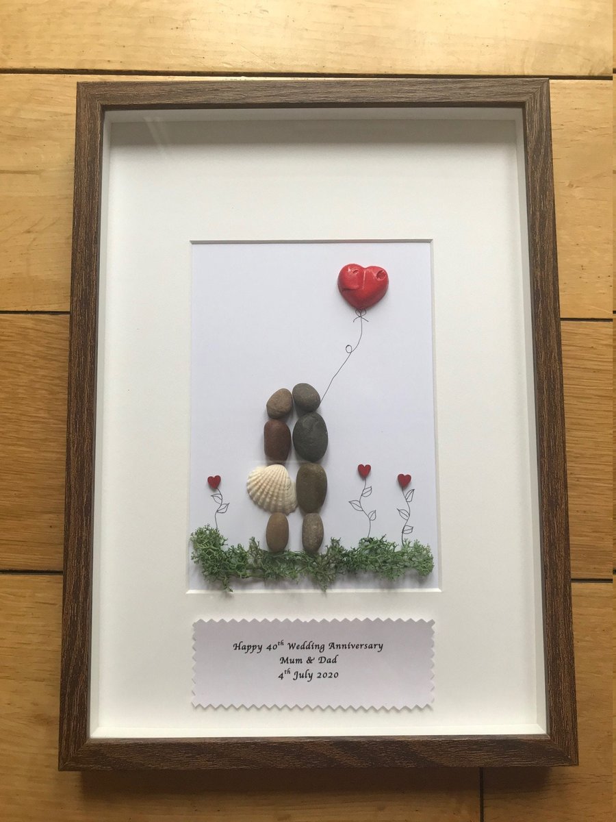 Ruby Wedding Anniversary Frame Ruby Pebble Art Folksy