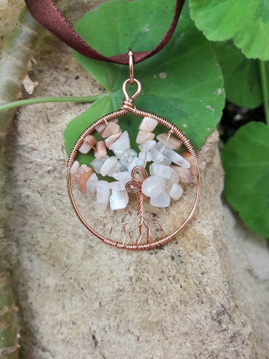 Tree of Life Gemstone Necklace - Moonstone