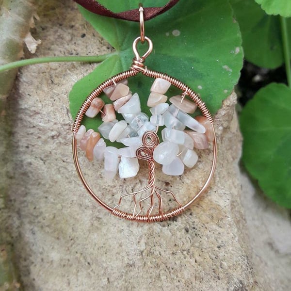 Tree of Life Gemstone Necklace - Moonstone