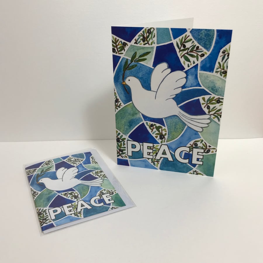 A6 Peace Dove Seasonal or Christmas Greetings Card-blank for your own message