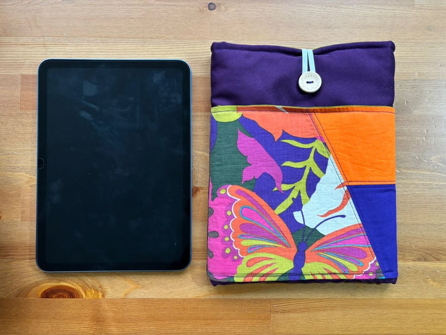 Patchwork purple and orange iPad, book case