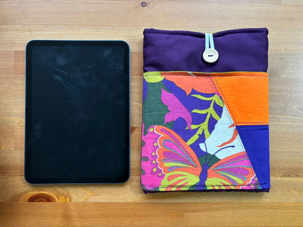 Patchwork purple and orange iPad, book case