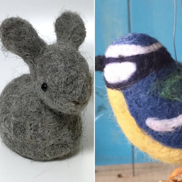 Bunnies and birds needle felt kits 2 kits special offer the great outdoors