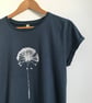 Allium Seedhead Womens organic cotton short sleeve denim blue T shirt  - Image 3