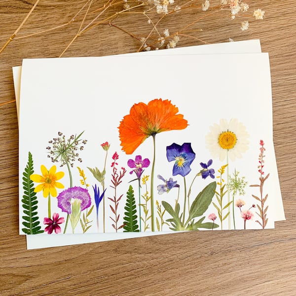 Real Pressed WildFlower Card Birthday card For Wife For Mum For Women For Granny