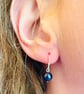Midnight Blue Grade A Freshwater Pearl Earrings - Image 1