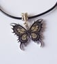 Enamelled Butterfly Snake Pendant with Adjustable Black Cord Necklace