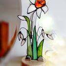 Stained Glass Daffodil and snowdrops Glass Art Ornament Suncatcher