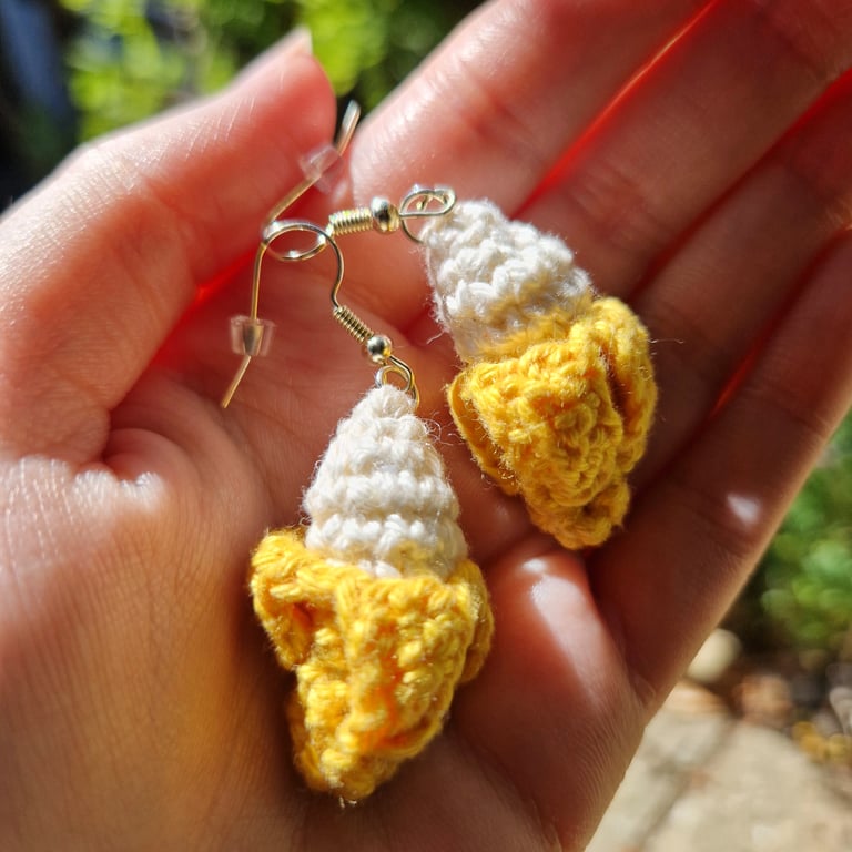 Banana earrings, Fruit earrings, Yellow earrings, Fun and unique earrings