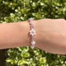     Dainty Flower Bracelet - Handmade Beaded Floral Bracelet - Gift for Her