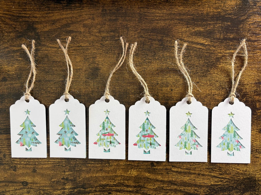 'Joy' – Pack of 6 Handmade Festive Tags for Christmas