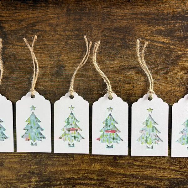 'Joy' – Pack of 6 Handmade Festive Tags for Christmas
