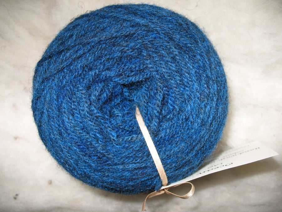 Hand-dyed Pure Jacob Light Aran (Worsted) Wool Ocean 100g