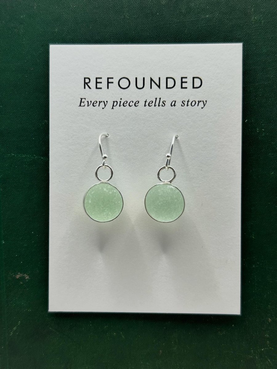 Sea glass Codd marble silver earrings