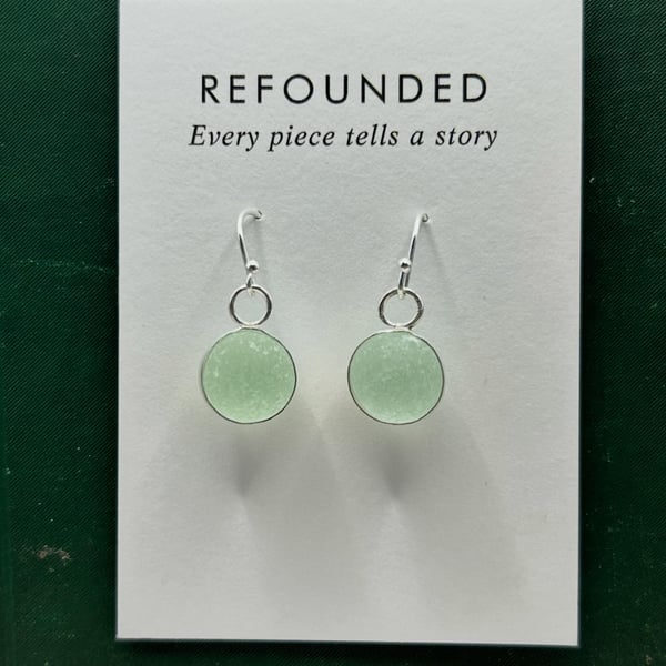 Sea glass Codd marble silver earrings