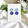 Double Blue Hoop Earrings