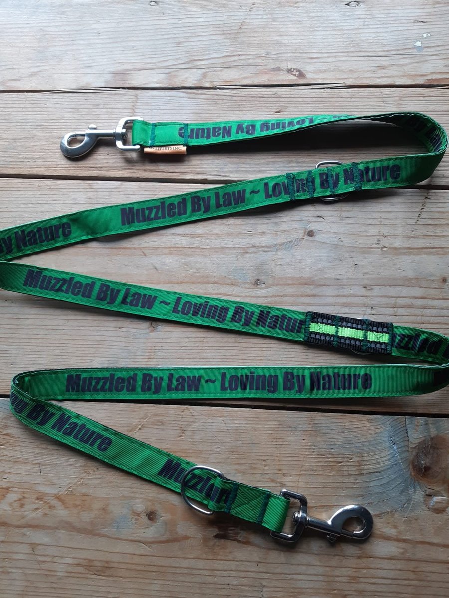  'Muzzled by Law Loving by Nature' 6ft Multi Function Dog Lead