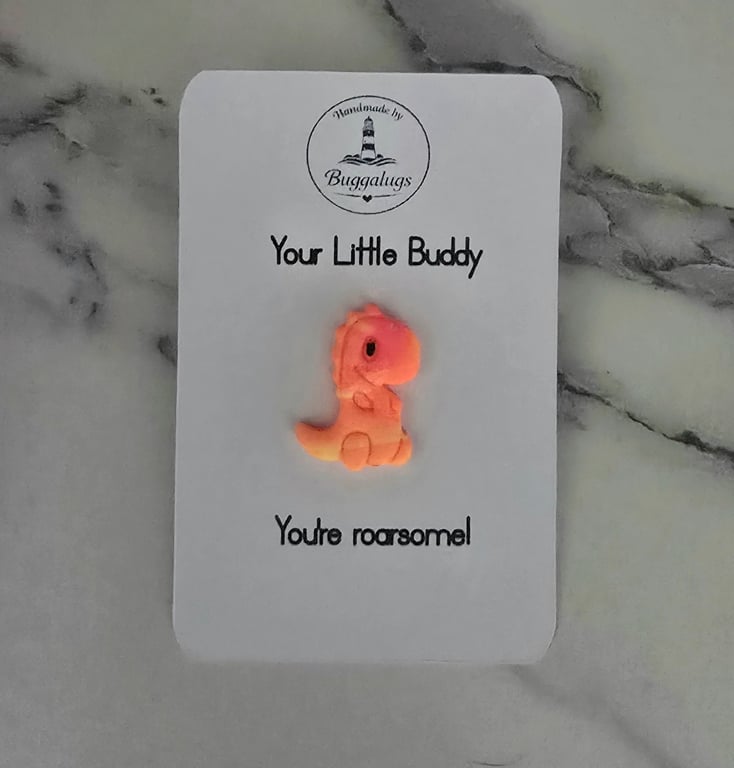 Handmade Dino Buddy neon pin badge - Gift for yourself or a loved one