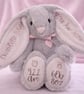 Personalised Bunny Soft Toy – Name & Date Keepsake – Baby Birth Gift