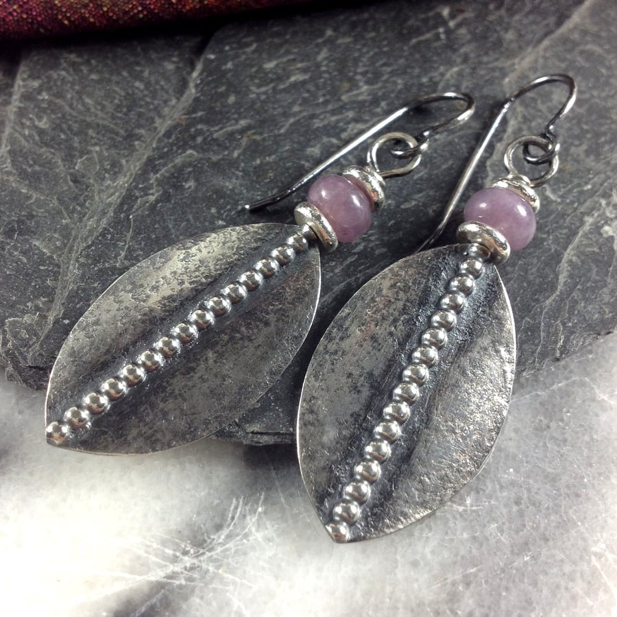 •STRAY• tourmaline in lepidolite + gold earrings