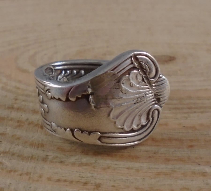 Upcycled Silver Plated Kings Spoon Handle Ring SPR091913