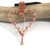 Copper Heart Pendant Necklace with Crystal Beads