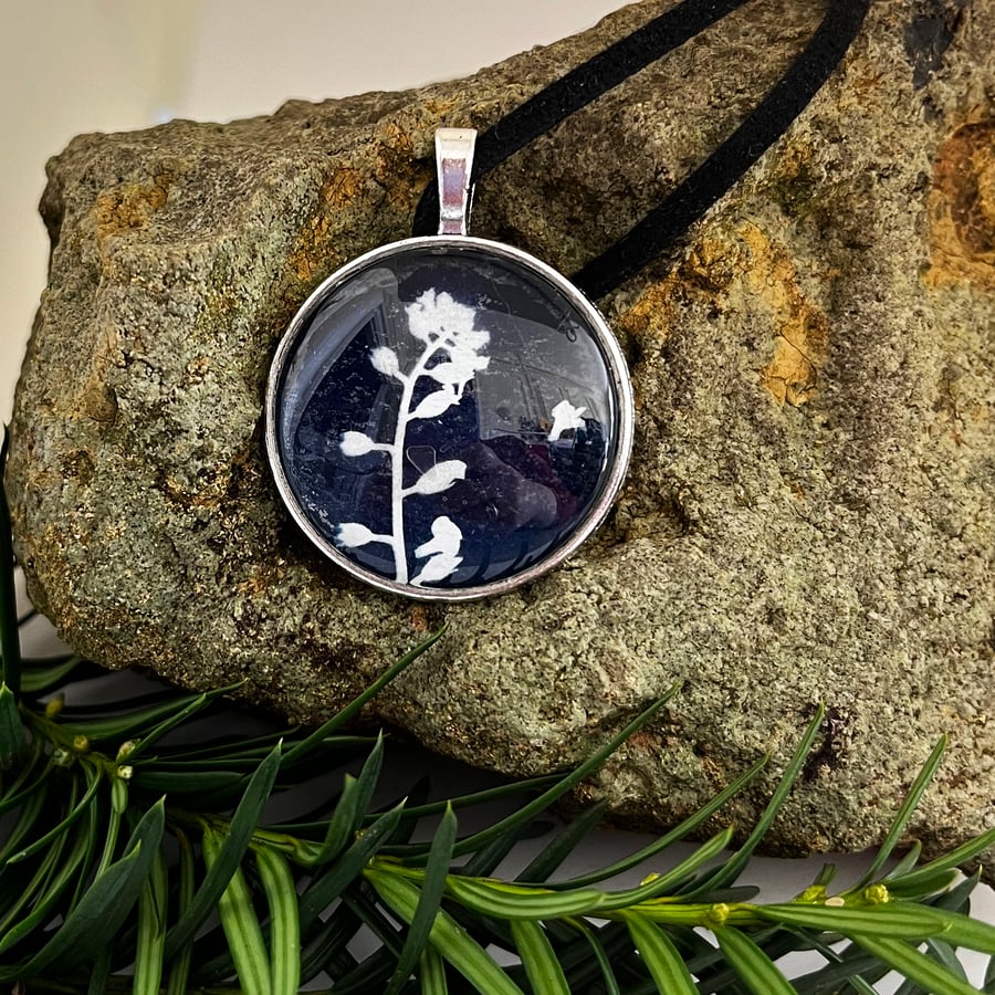 Forget Me Not Cyanotype Pendant Necklace no6