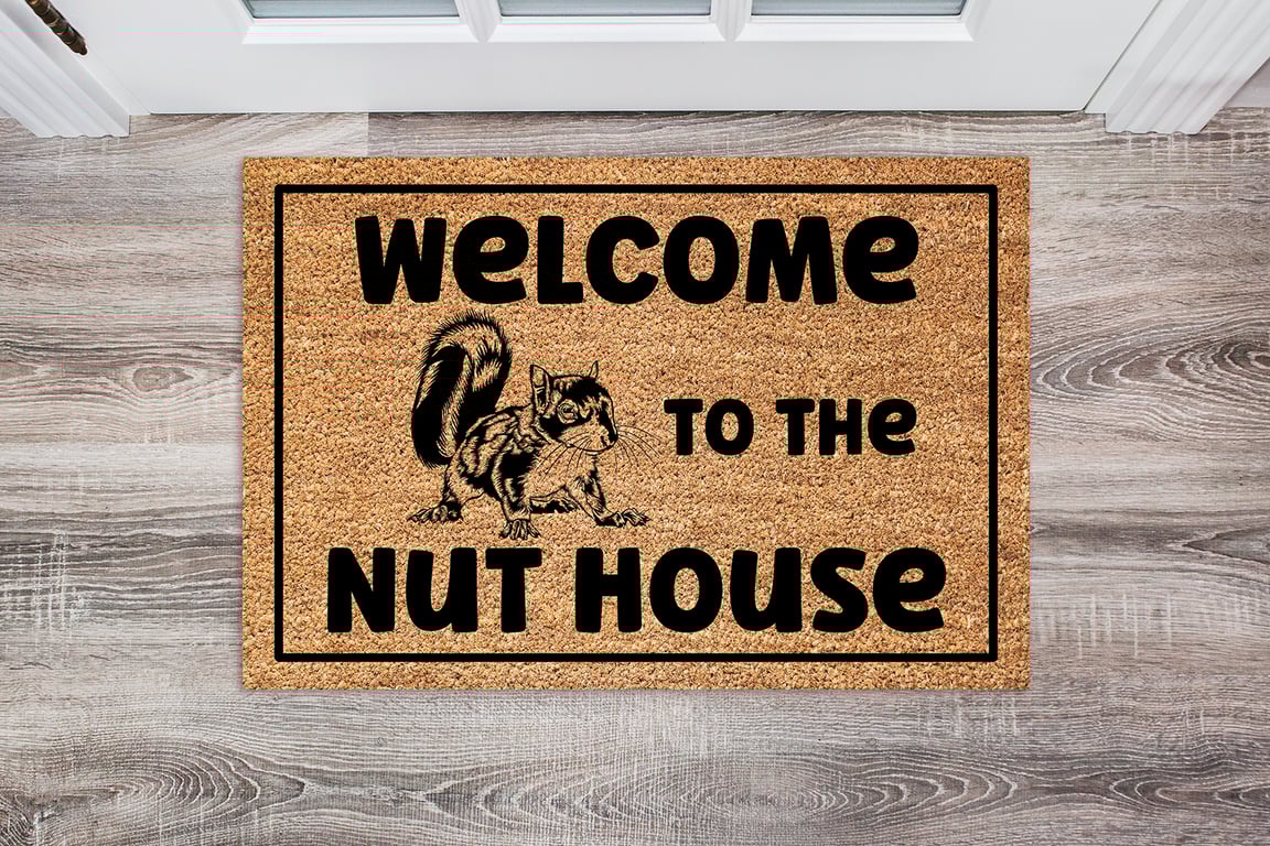 Welcome to the Nut House Door Mat - Squirrel Welcome Mat - 3 Sizes