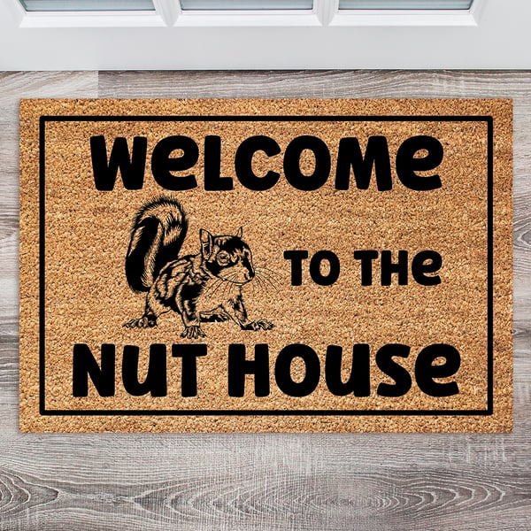 Welcome to the Nut House Door Mat - Squirrel Welcome Mat - 3 Sizes