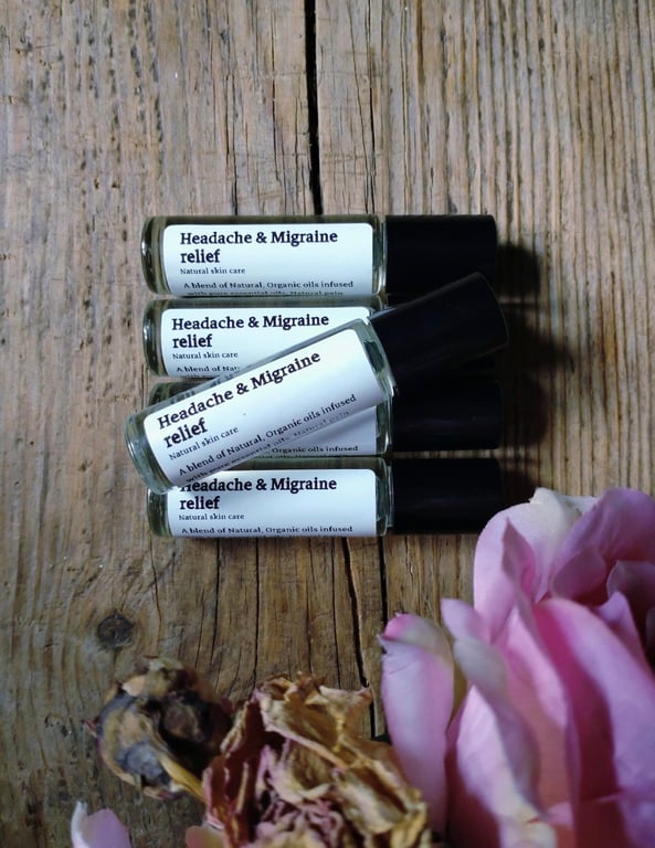 Aromatherapy Headache & Migraine Relief Roll-On, Peppermint Pure Essential Oil.