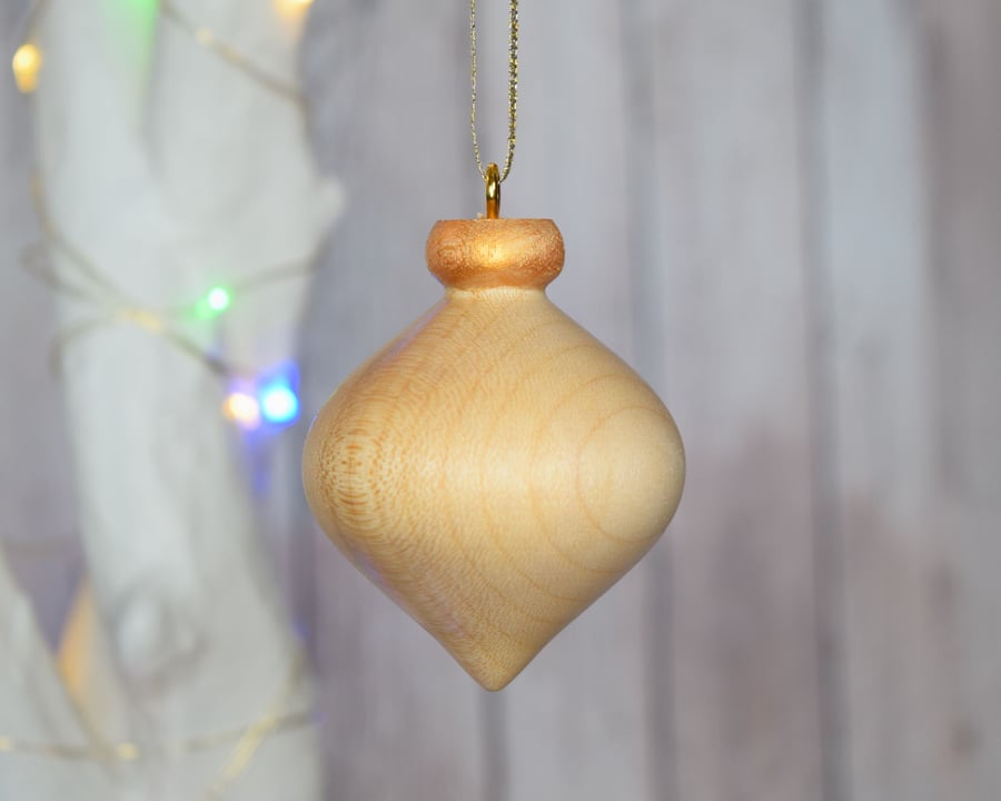Wood Turned Maple Hanging Tree Decoration 