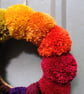 Wool Pompom Wreath, Autumn Colours, Plush Autumnal Seasonal Decor, 23cm. - Image 2