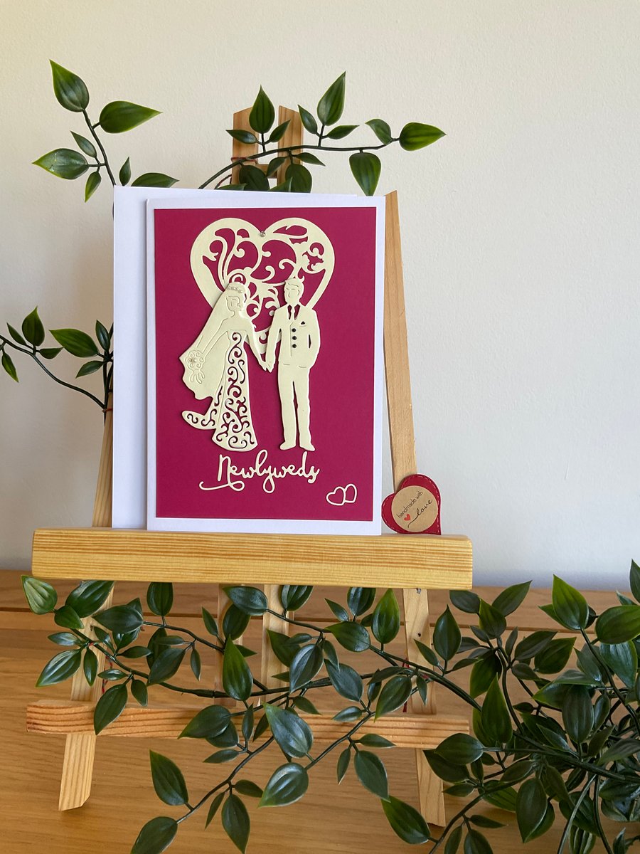 Red and ivory wedding card