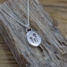 Silver pebble pendant, necklace, nugget, 'spring flowers' 