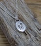 Silver pebble pendant, necklace, nugget, 'spring flowers' 