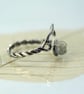 Silver Twist Ring with Moss Aquamarine Gemstone March Birthstone Adjustable - Image 7