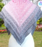 Pink and grey ombre crochet lace cotton shawl. Crochet shawl. Pink grey scarf. - Image 9