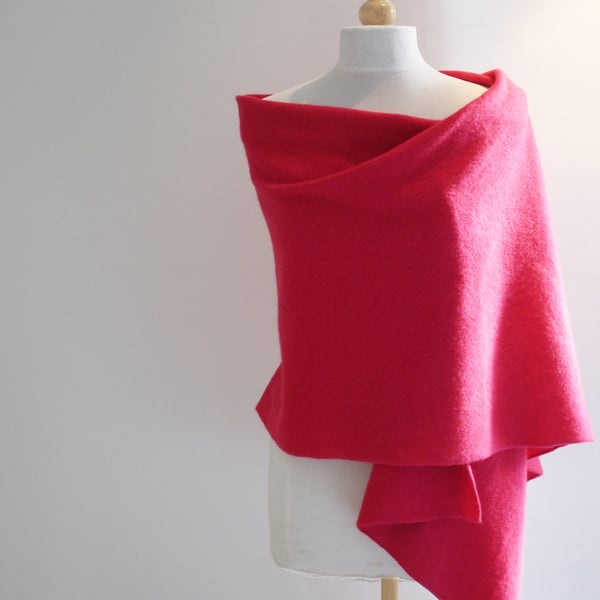 Wrap - Shawl -  handcrafted From British Spun Lambswool - Colour Raspberry