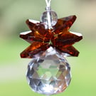 Handmade Crystal Suncatcher Christmas Angel Christmas Decoration Gift - Amber