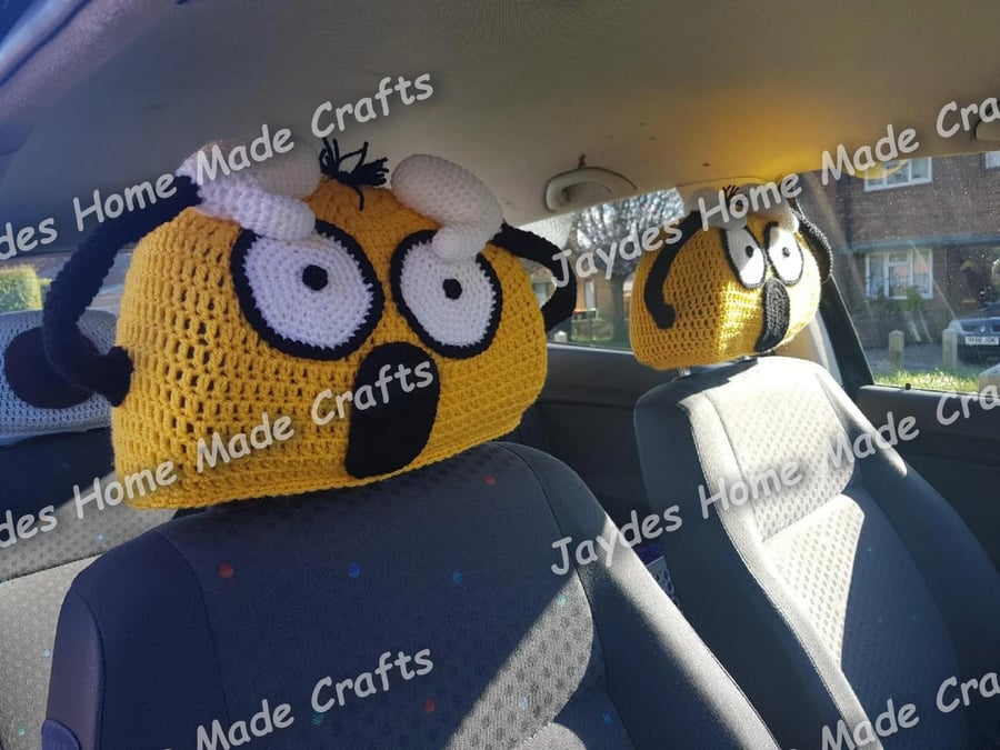 Crochet Scream Face Headrest Covers