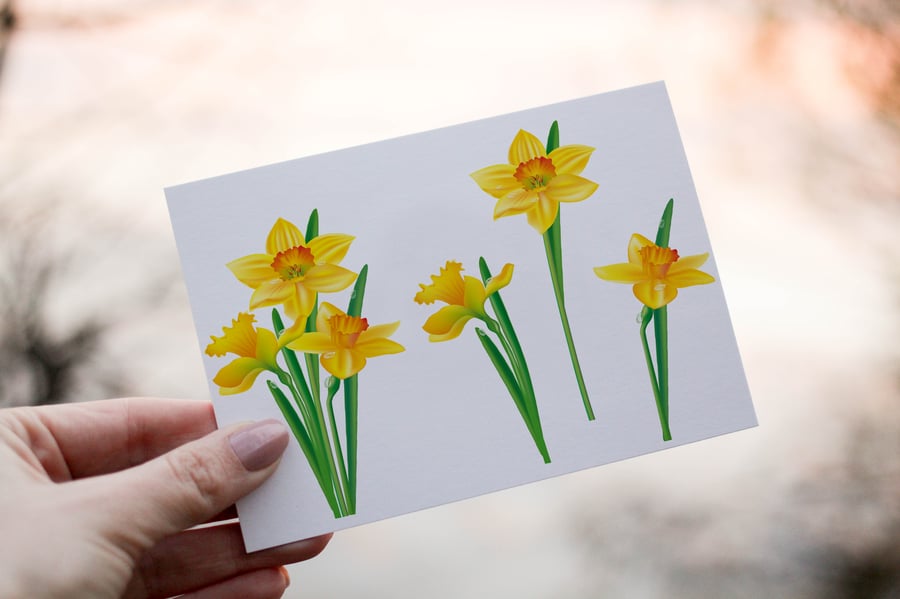 Daffodil Birthday Card, Flower Birthday Card, Personalized Daffodil Card, Friend