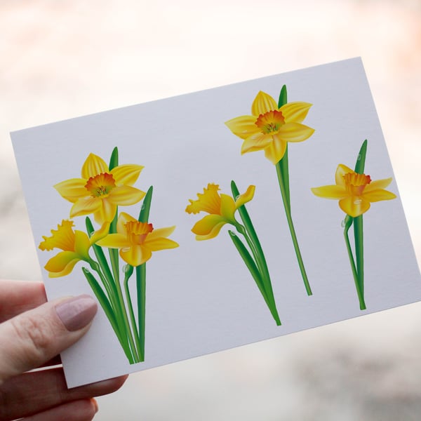 Daffodil Birthday Card, Flower Birthday Card, Personalized Daffodil Card, Friend