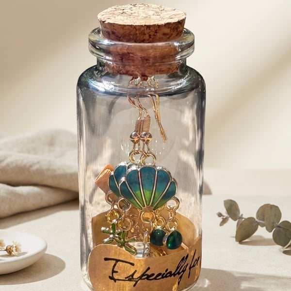 Coastal Earrings in a Bottle