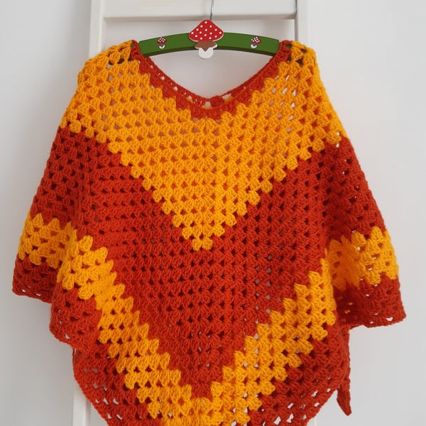 Autumn coloured Child or Ladies XS Poncho 